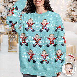 Custom Ho Ho Ho Family Photo Personalized Ugly Sweater Funny Christmas Gift CH07 899674