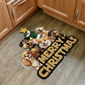 Custom 3D Cute Dog Merry Christmas Personalized Custom Shape Faux Cashmere Rug HA75 898474