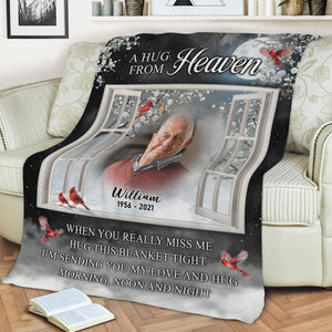 Custom Dad Mom Photo A Hug From Heaven Memorial Blanket CH07 896458