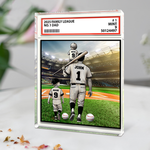 Baseball No. 1 Dad Grandpa Man & Kids Trading Card Style Acrylic Block Plaque Personalized Gift For Father's Day HO82 893980