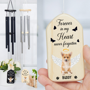 Forever in My Heart, Never Forgotten Custom Photo Dog Cat Memorial Wind Chimes CH07 895424