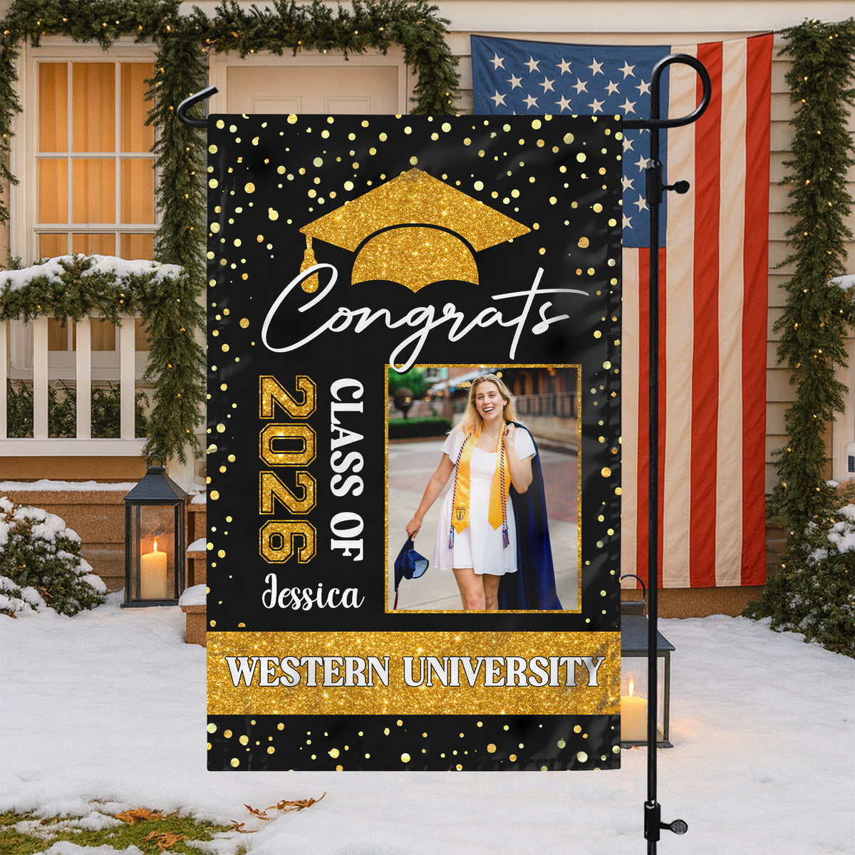 Custom Photo Class of 2026 Congratulations Graduation Garden Flag HO82 901708