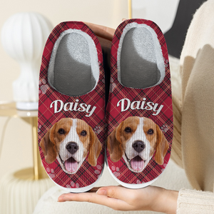 Custom Dog Photo Flannel Patten Slipper Xmas Gift For Dog Lovers CH07 896270