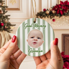 Custom Photo Striped Background Ceramic Ornament Baby’s First Christmas Keepsake TH10 170753