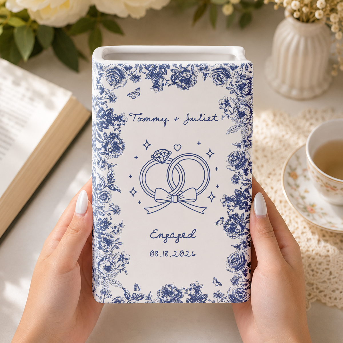Couple Wedding Gifts Toile De Jouy Style - Personalized Book Vase LM32 669829