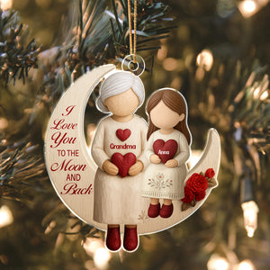 Personalized Gift Grandparents With Grandkids Moon Love Acrylic Ornament LM32 895623