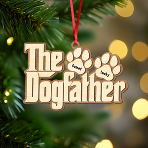 Custom Name Dogfather Christmas 2 Layers Wooden Ornament Gift For Dog Lover TH10 896633