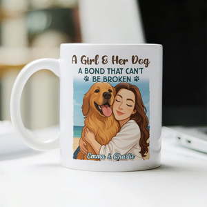 Custom Cartoon Photo Girl With Her Dog Best Friends Forever White Mug LM32 893767