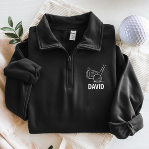 Custom Golf Player Name Embroidered Golf Quarter Zip Sweater For Golf Coach, Golf Team, Golfers CH07 910008