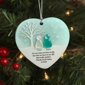 Personalized 2D Friendship Sea Glass Heart Ceramic Ornament, Best Friend Christmas Gift CH07 899864