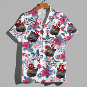 Custom Pet Photo Best Dog Dad Ever - Personalized Independence Day Hawaiian Shirt CH07 895774