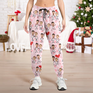 Custom Face Fun Couple Sweatpants Christmas Gift, Valentine Day's Gift HA75 898400