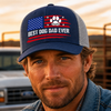Personalized Best Dog Dad, Dog Mom Ever America Flag Trucker Hat For Dog Lover TH10 170269