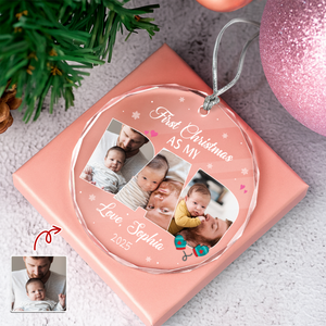 Custom Photo First Christmas As My Dad Circle Glass Ornament CH07 899036