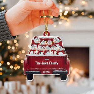 Personalized Snowman Family Red Truck Christmas Acrylic Ornament HA75 897246
