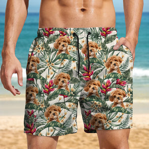 Custom Dog Photo Hawaii In The Air Family Man's Beach Short HO82 894270