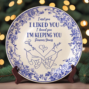 I'm Keeping You Forever Chinoiserie Toile De Jouy Style Couple Personalized Ceramic Plate Gift For Husband Wife, Anniversary HA75 892648