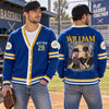 Personalized Baseball Photo Varsity V-neck Cardigan Baseball Player Gift HO82 903592