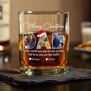 Custom Photo Merry Christmas Dad Family Whiskey Glass Gift For Dad HO82 894340