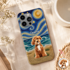 Personalized Dog Cat Phone Case, Custom Pet Portrait & Name, Artistic Starry Night Gift TH10 170397
