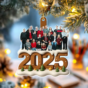 Custom Photo Cozy Xmas Crew Family Acrylic Ornament Gift For Mom, Dad, Brother, Sister, Kids HO82 900042