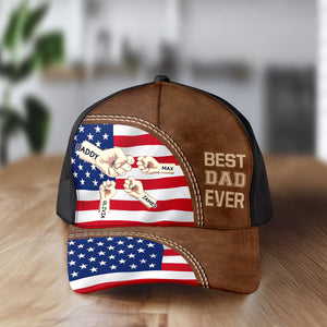 Best Dad Ever With American Flag And Fist Bumps Personalized Classic Cap For Dads TH10 892965