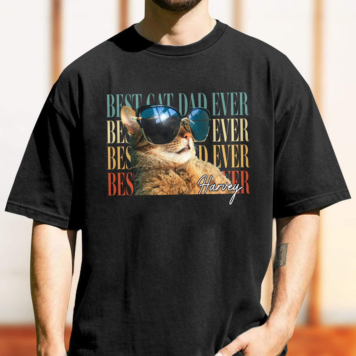 Personalized Vintage Photo Best Cat Dad Ever Retro Comfort Shirt HO82 902496