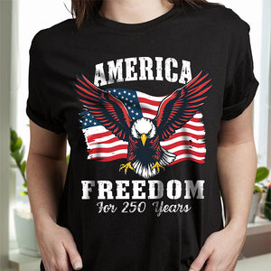 America 250 Years of Freedom Patriotic Eagle Flag Dark Shirt HA75 897136