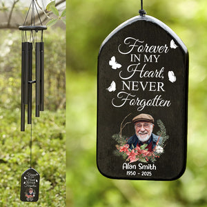 Custom Photo Forever In My Heart, Never Forgotten Memorial Wind Chimes CH07 895370