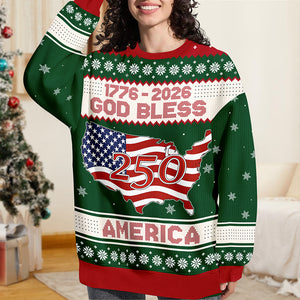 1776 - 2026 God Bless America 250 Ugly Sweater Christmas Gift HA75 897968