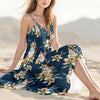 Custom Cat Photo With Lily Flowers Women's V-neck Cami Maxi Dress For Cat Lover TH10 892639