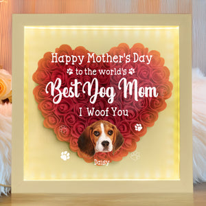 Custom Cute Dog Face To Dog Mom Heart Flower Shadow Box For Mother's Day LM32 893275