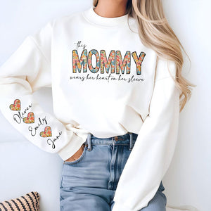 This Grandma Wears Her Heart On Her Sleeve Sweatshirt Personalized Gift For Mother's Day HO82 893630