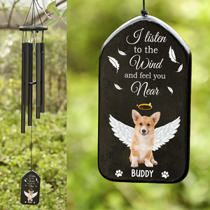 Forever in My Heart, Never Forgotten Custom Photo Dog Cat Memorial Wind Chimes CH07 895424