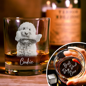 Custom Photo Best Dog Dad Cat Dad Ever Personalized Engraved Whiskey Glass CH07 895722