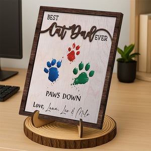 Best Dog Dad Ever Hands Down 2-Layered Wooden Plaque With Stand For Dog Lover TH10 894003