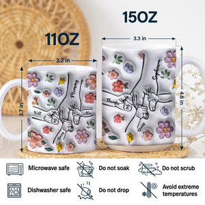 Hold My Hand, Hold My Heart Personalized Family 3D Inflated Effect Printed Mug HA75 897128