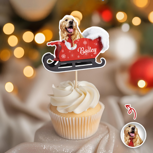 Custom Dog Photo Santa Cupcake Cupcake Toppers HO82 894580