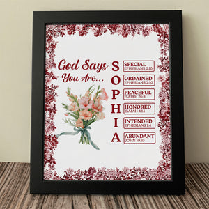 Custom Name Letter God Says I Am Flower Toile De Jouy Style Picture Frame LM32 895389