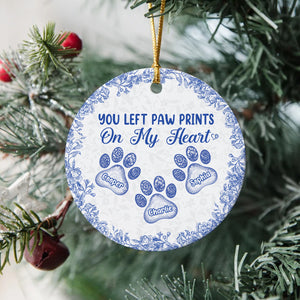 Personalized You Left Paw Prints On My Heart Toile De Jouy Style For Dog Lover Ceramic Ornament HA75 897154