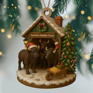 Custom Name Buffalo Farm Wood Ornament – Christmas Gifts for Women & Men LM32 895611