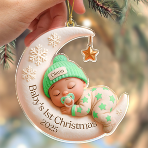 Personalized Baby Sleeping First Christmas With Moon Acrylic Ornament LM32 895795