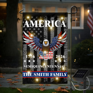 Custom Family America Eagle 250th Anniversary Semiquincentennial 1776-2026 Patriotic Led Garden Flag CH07 895372