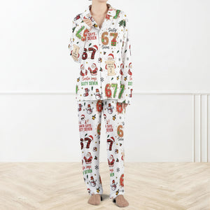Santa Says Six Seven Meme Christmas Pajamas Set For Women and Kids LM32 897365
