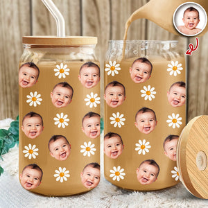 Custom Photo Glass Can With Lid Christmas Gift For Family TH10 896793