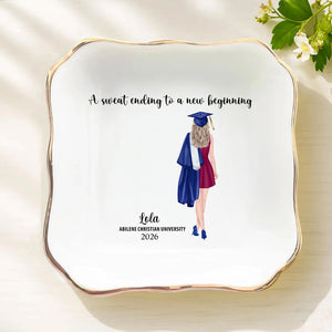The Tassle Was Worth The Hassle - Family Personalized Custom Jewelry Dish - Graduation Gift For Family Members, Siblings, Brothers, Sisters 857416