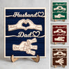 Custom Names Fist Bump Husband, Dad 2-Layered Wooden Plaque With Stand Gift For Dad, Husband HA75 921036