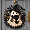 Witch Ghost With Black Cat Halloween Door Sign HO82 903546