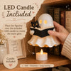 3D Printed Ghost Reading Book Figurine β Cozy Cat, LED Tealight Decor