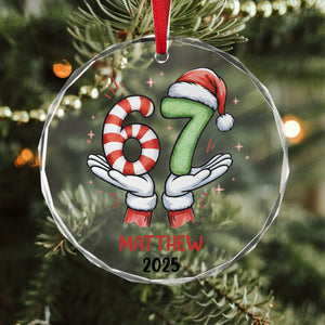 Personalized Funny Kids Six Seven Christmas Glass Ornament HA75 898304